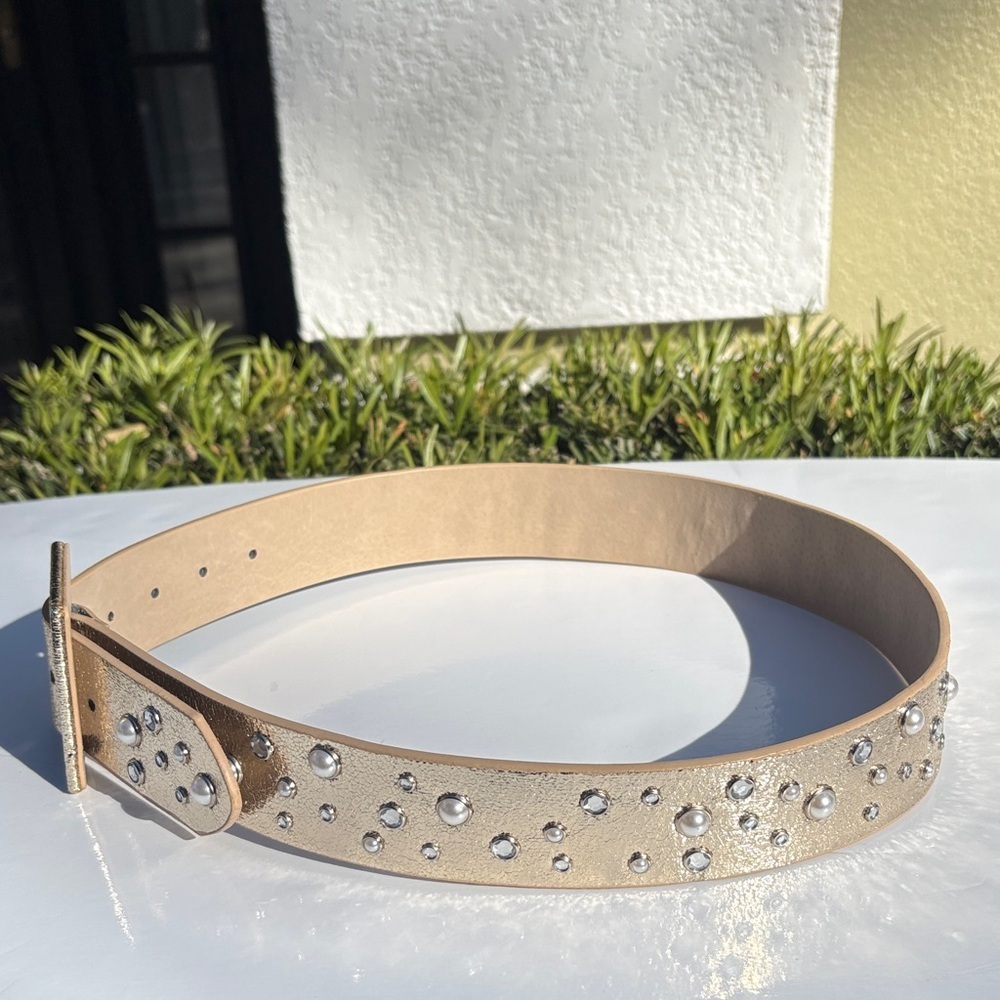 Vince Camuto Metallic Gold Embellishments Belt